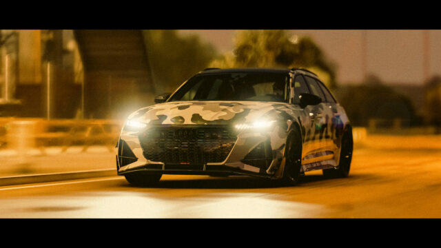 Camouflaged Audi RS6 R Performance Wagon Night Drive 4K Desktop Wallpaper