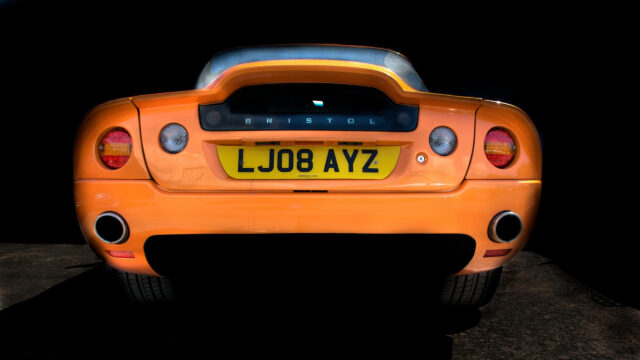 Bright Orange Bristol Fighter Rear View Sports Car 4K Desktop Wallpaper