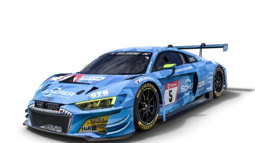 Audi R8 LMS GT3 Evo Phoenix Racing Blue Race Car Desktop Wallpaper
