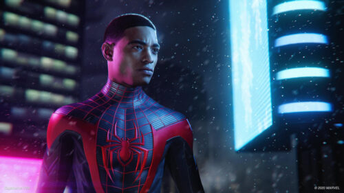 Miles Morales Spider-Man Cinematic PS5 Portrait Desktop Wallpaper