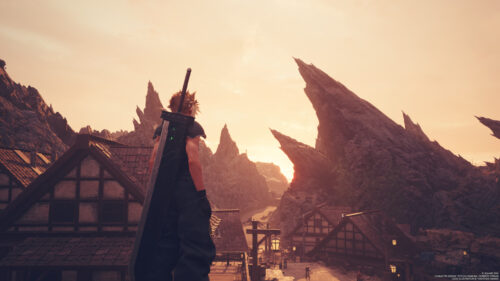 Cloud Strife Final Fantasy VII Rebirth Sunset Landscape PC Wallpaper