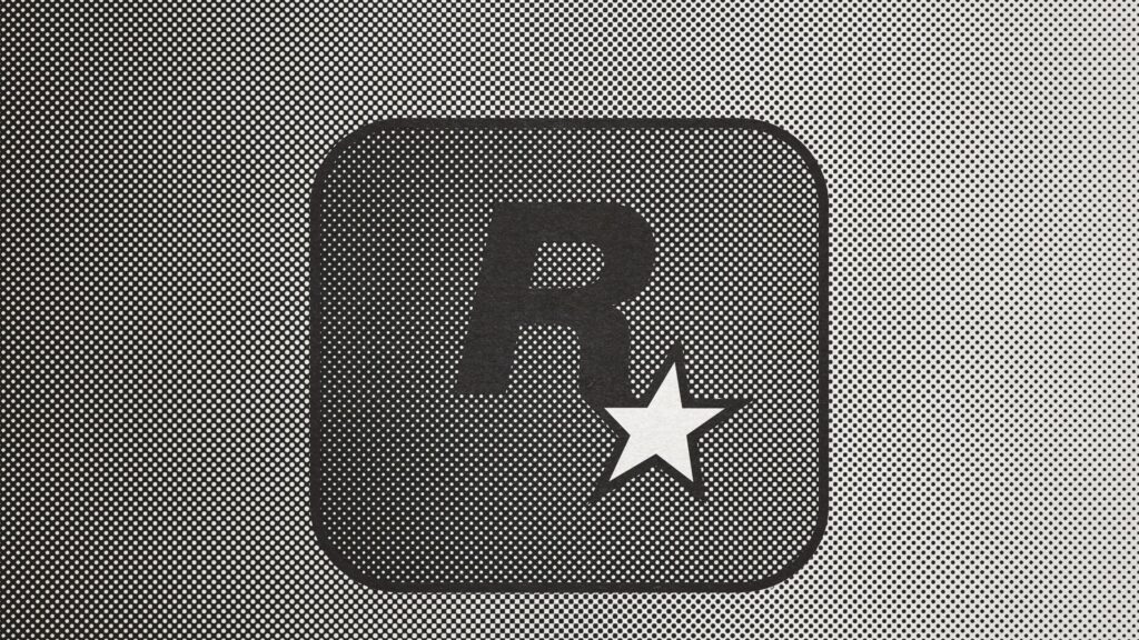 Minimalist Rockstar Games Logo Halftone Style 4K Desktop Wallpaper