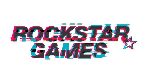 Rockstar Games Logo with Cyberpunk Glitch Effect Desktop Wallpaper