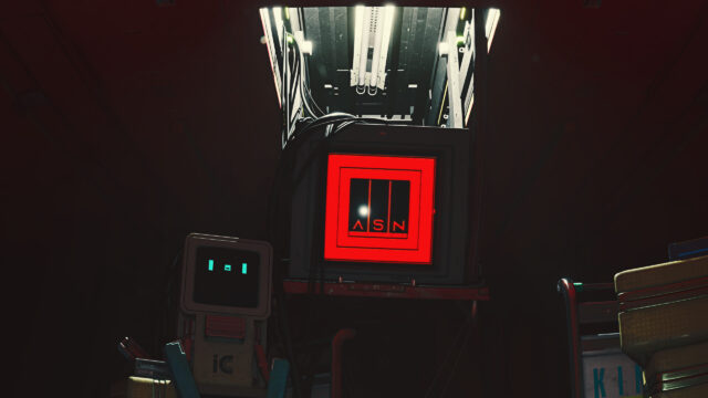 Cyberpunk Robot and Glowing ASN Terminal Screen 4K Desktop Wallpaper