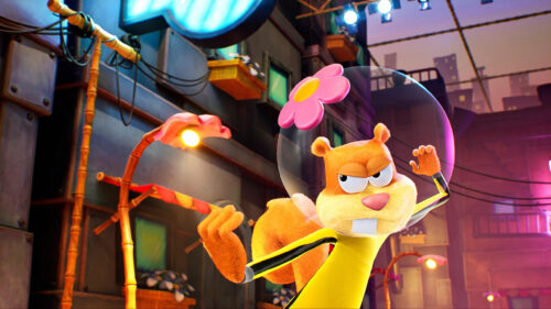 Sandy Cheeks Action Pose from Saving Bikini Bottom 4K Desktop Wallpaper