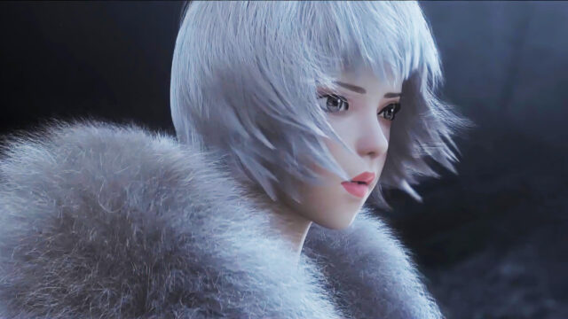 Beautiful Anime Girl with Silver Hair and Fur Coat 4K Desktop Wallpaper