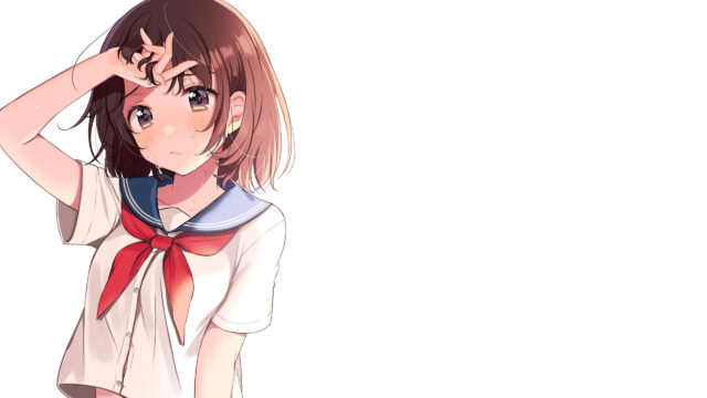 Anime Schoolgirl Sweating and Looking Up 4K Desktop Wallpaper