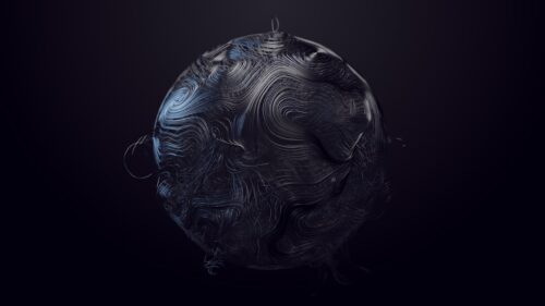 Abstract Dark Sphere with Intricate Wire Thread Details 4K Wallpaper