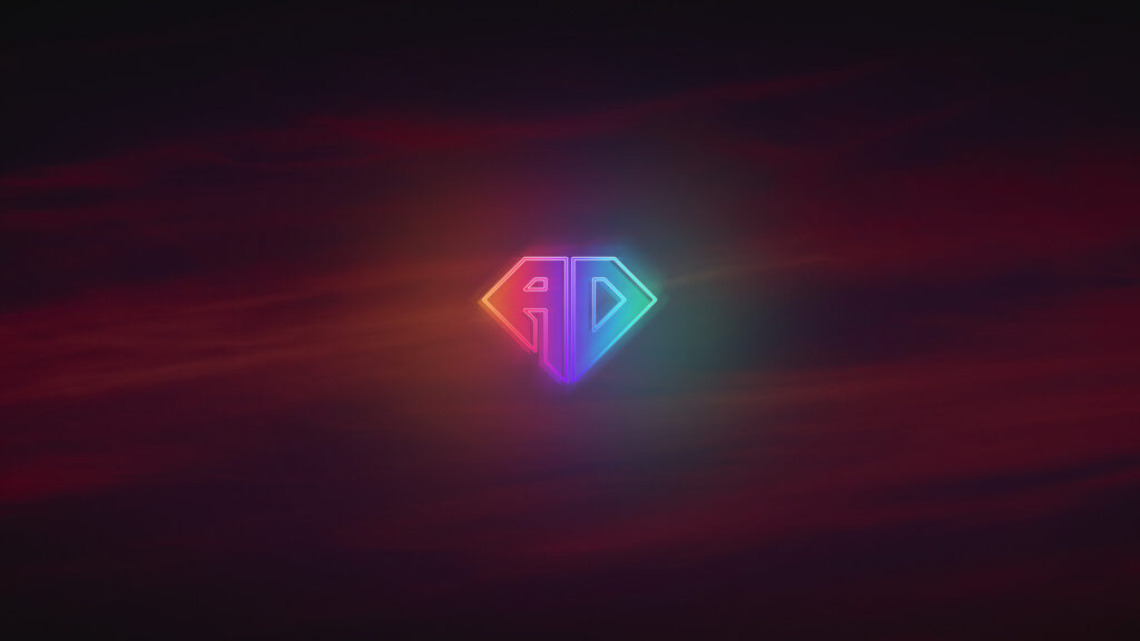 Minimalist AD Neon Diamond Logo Dark Gradient PC Wallpaper