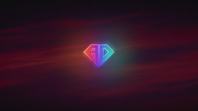 Minimalist AD Neon Diamond Logo Dark Gradient PC Wallpaper