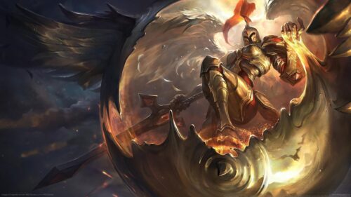 Kayle the Judicator Epic Golden Armor Fantasy Warrior Desktop Wallpaper