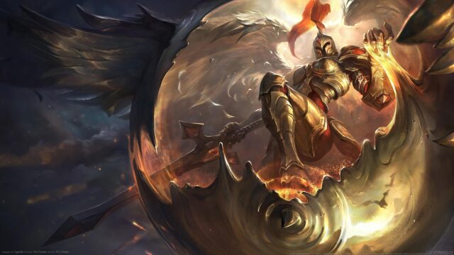 Kayle the Judicator Epic Golden Armor Fantasy Warrior Desktop Wallpaper