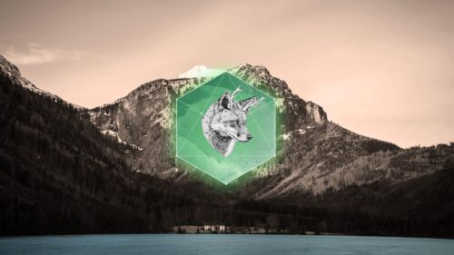 Minimalist Fox with Antlers Geometric Mountain Nature 4K Desktop Wallpaper