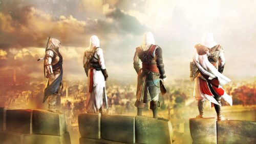 Assassin’s Creed Legacy Heroes Standing Over City 4K Desktop Wallpaper