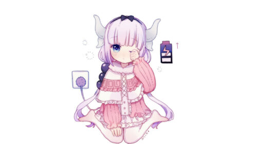 Cute Kanna Kamui Charging Dragon Girl from Miss Kobayashi’s Dragon Maid Desktop Wallpaper