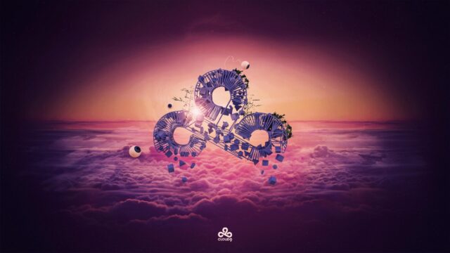 Surreal Cloud9 Logo 3D Abstract Sunset Sky Desktop Wallpaper
