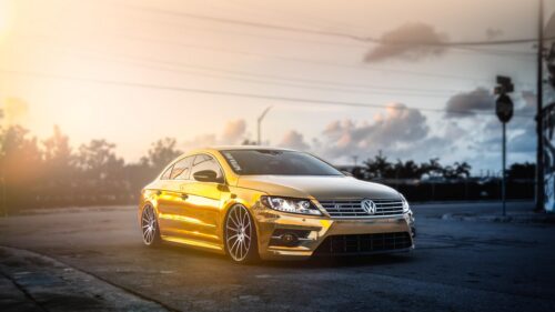Stunning Golden Volkswagen CC Modified Sedan Desktop Wallpaper
