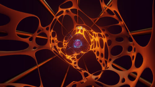 Abstract Organic Webbing Tunnel with Glowing Core 4K Desktop Wallpaper