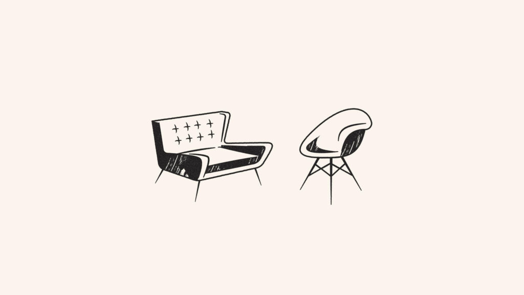 Minimalist Mid-Century Modern Chair Illustration Desktop Wallpaper