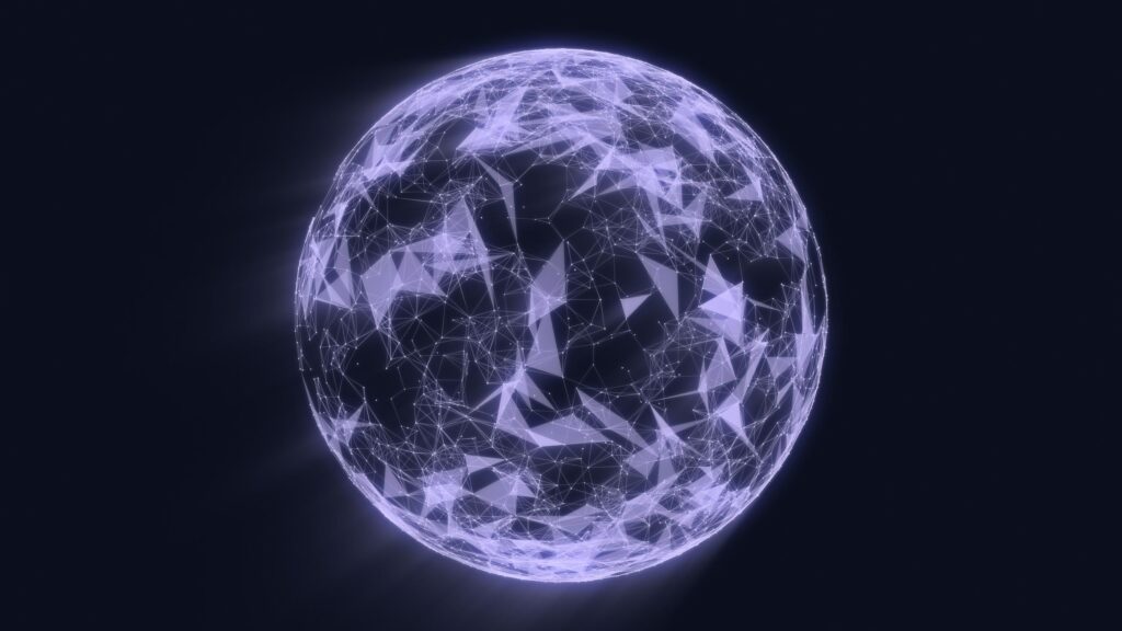Abstract Glowing Digital Plexus Network Sphere 4K Desktop Wallpaper