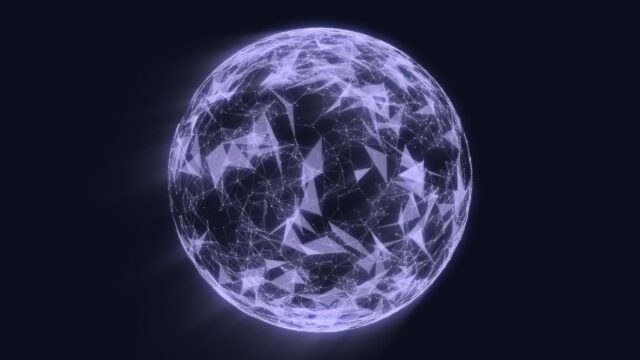 Abstract Glowing Digital Plexus Network Sphere 4K Desktop Wallpaper