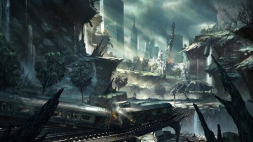 Post-Apocalyptic New York City Ruins Scenery Desktop Wallpaper
