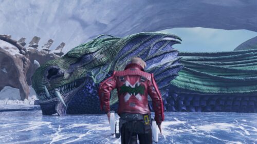 Star-Lord Facing a Massive Ice Dragon in Marvel’s Guardians of the Galaxy Desktop Wallpaper