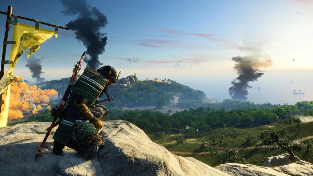 Samurai Warrior Overlooking Tsushima Island Landscape 4K Wallpaper