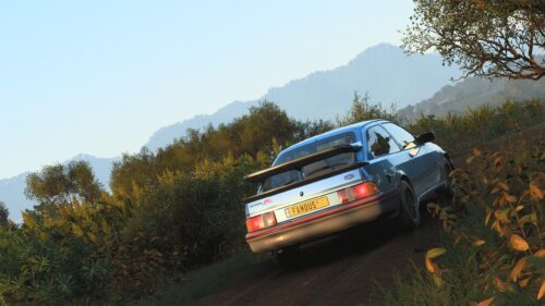 Classic Ford Sierra XR4i on Country Road at Sunset Desktop Wallpaper