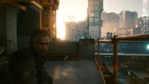 Goro Takemura at Sunset in Night City Cyberpunk 2077 4K Wallpaper
