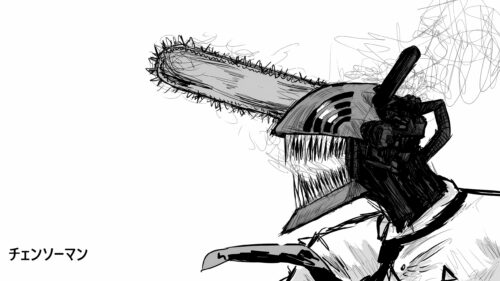 Chainsaw Man Sketch Profile Art High Resolution Desktop Wallpaper