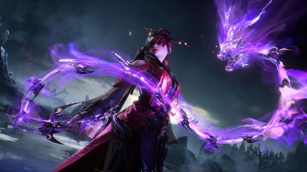 Mystical Warrior Queen with Purple Spirit Dragon Aura 4K Desktop Wallpaper