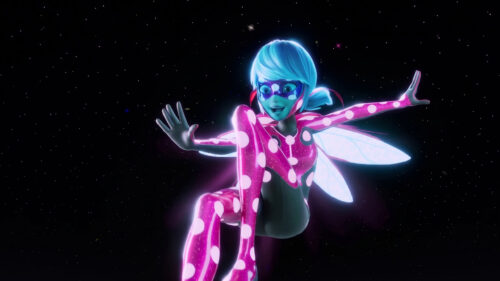 Cosmic Ladybug Superhero in Space High Resolution Desktop Wallpaper