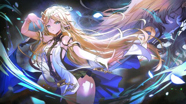 Beautiful Blonde Fantasy Elf Anime Girl Glowing Aura Desktop Wallpaper