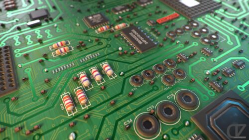 High Tech Green Printed Circuit Board Macro 4K Wallpaper