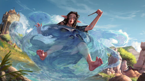 Elf Mage Conjuring Water Magic Fantasy Art Desktop Wallpaper