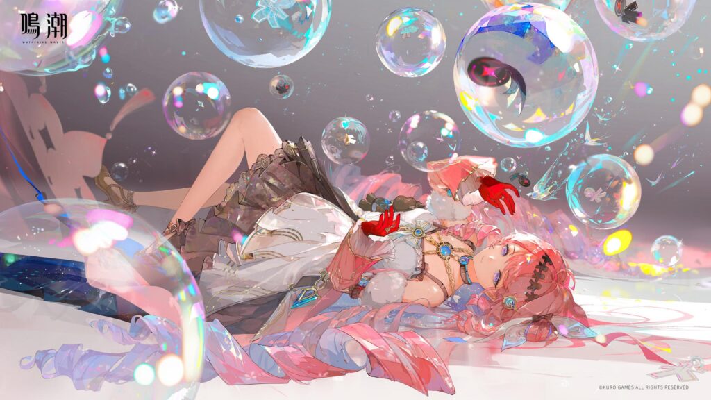 Anime Girl Surrounded by Magical Bubbles Wuthering Waves Art 4K Wallpaper