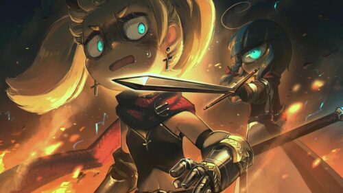 Intense Anime Warrior Standoff with Glowing Eyes 4K PC Wallpaper