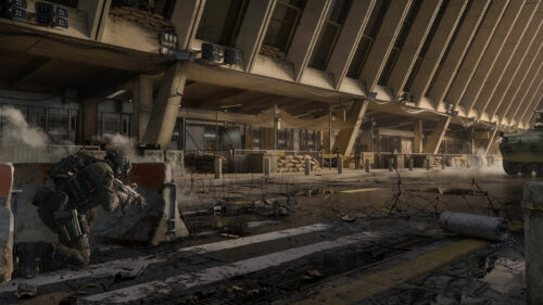 Tactical Soldier in Combat at Terminal 2 Battlefield Desktop Wallpaper