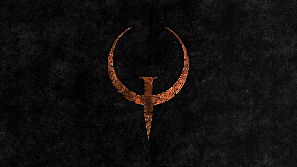 Iconic Quake Game Logo Dark Grunge Texture 4K Desktop Wallpaper