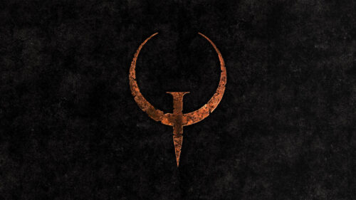 Iconic Quake Game Logo Dark Grunge Texture 4K Desktop Wallpaper