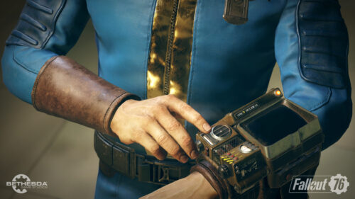 Vault Boy Pip Boy Detail from Fallout 76 Desktop Wallpaper