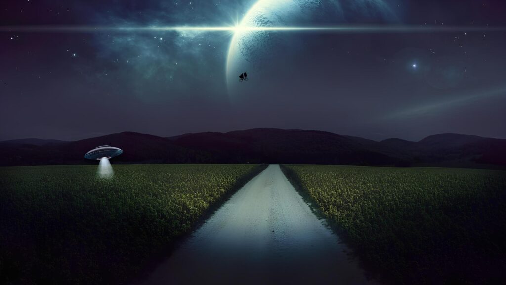 E.T. Flying Bicycle Across Moonlit Field Cinematic Desktop Wallpaper