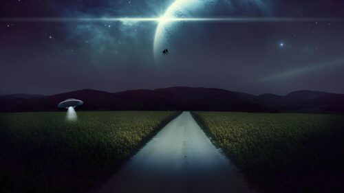 E.T. Flying Bicycle Across Moonlit Field Cinematic Desktop Wallpaper