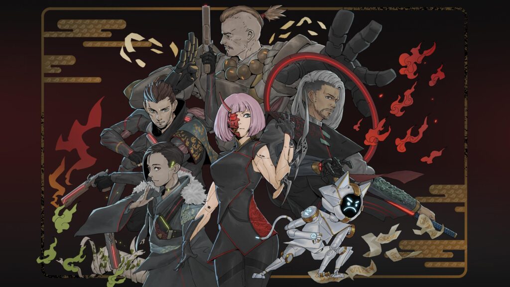 Cyberpunk Samurai Team Fantasy Art Desktop Wallpaper