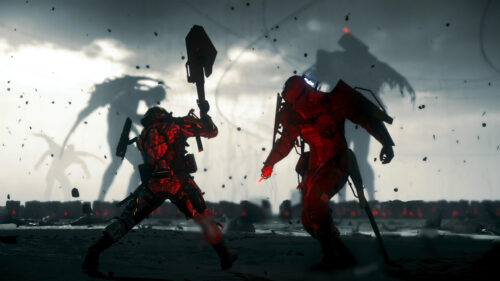 Futuristic Cybernetic Soldiers in Battle 4K Desktop Wallpaper