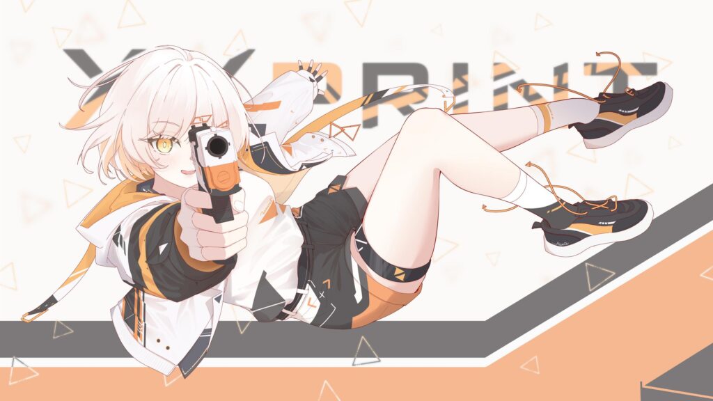 Anime Girl Aiming Handgun Cyberpunk Style 4K Desktop Wallpaper