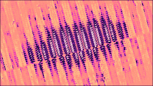 Abstract Digital Wave Pattern in Vibrant Pink and Purple Gradient 4K Wallpaper