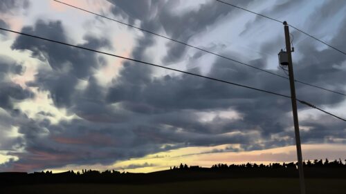 Stormy Twilight Sky with Power Lines Artistic 4K Desktop Wallpaper