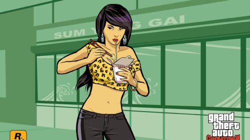 Grand Theft Auto Chinatown Wars Anime Girl Eating Noodles 4K Wallpaper